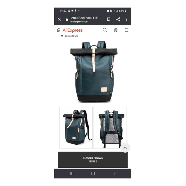Travelling backpack