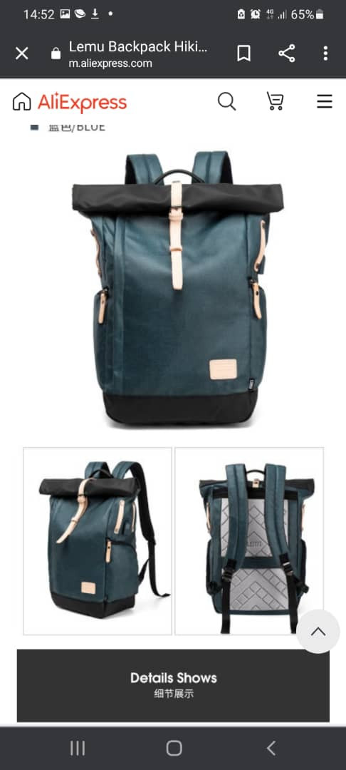 Travelling backpack